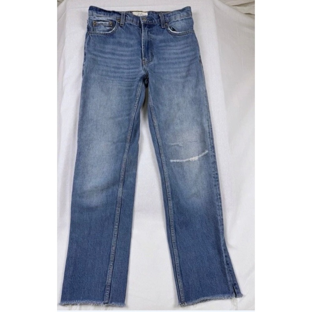 Free People We The Free Jeans 26 Distressed Straight Leg Raw Hem Denim